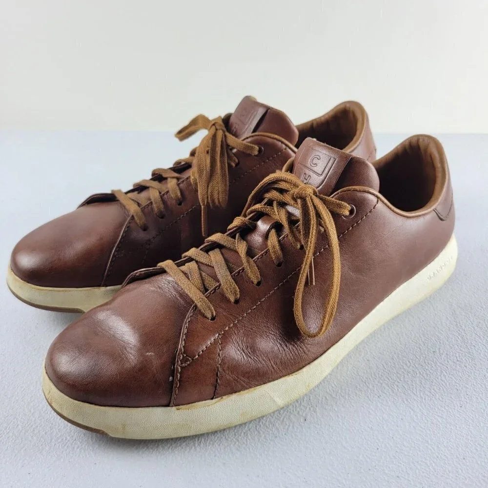 Cole Haan Grandpro  Tennis Sneaker Lace Up Low TopLeather Shoes 10.5 M Men Brown